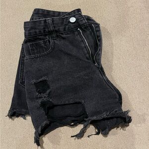 Distressed Black Jean Shorts